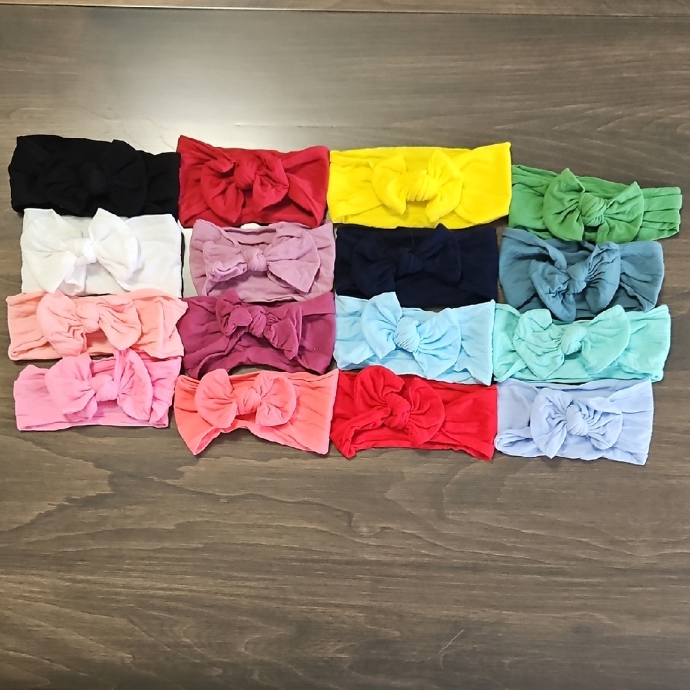 16-Piece Baby/Toddler Knotted Bow Headband Set – Assorted Colors